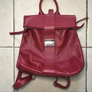 Italian Red Leather Backpack